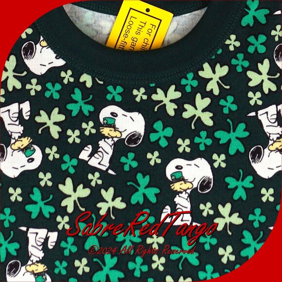 NWT Hanna Andersson Peanuts Organic Short Johns Pajamas Snoopy Shamrock 140 10 - Picture 2 of 4